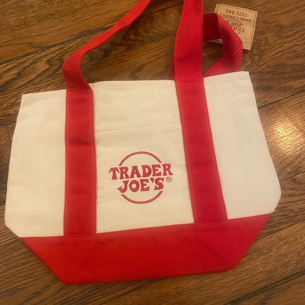 Red and White Trader Joe’s mini Tote Bag NWT